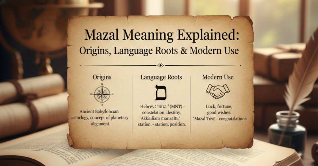 create an image "Mazal Meaning Explained: Origins, Language Roots & Modern Use"